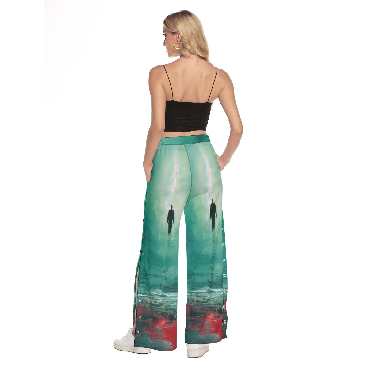 All-Over Print Women's Side Slit Snap Button Trousers