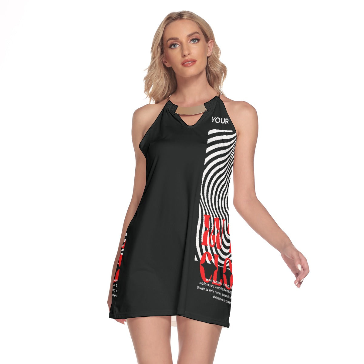 All-Over Print Women's Round Neck Above Knee Dress