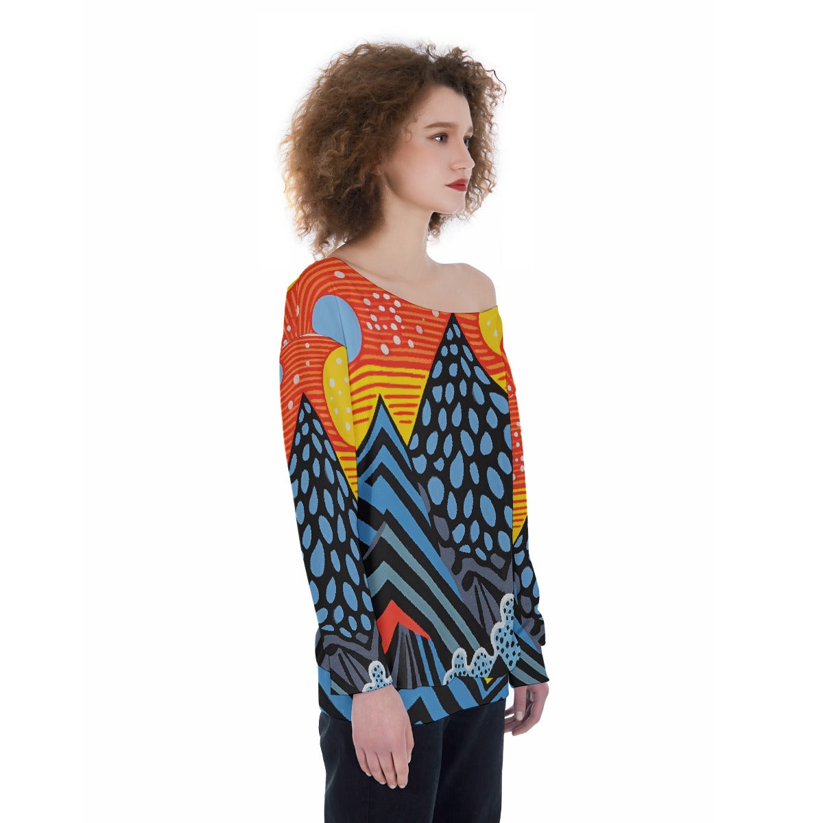All-Over Print Oversized Women's Off-Shoulder Sweatshirt