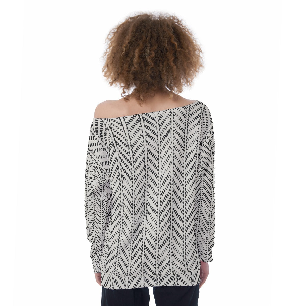 All-Over Print Oversized Women's Off-Shoulder Sweatshirt