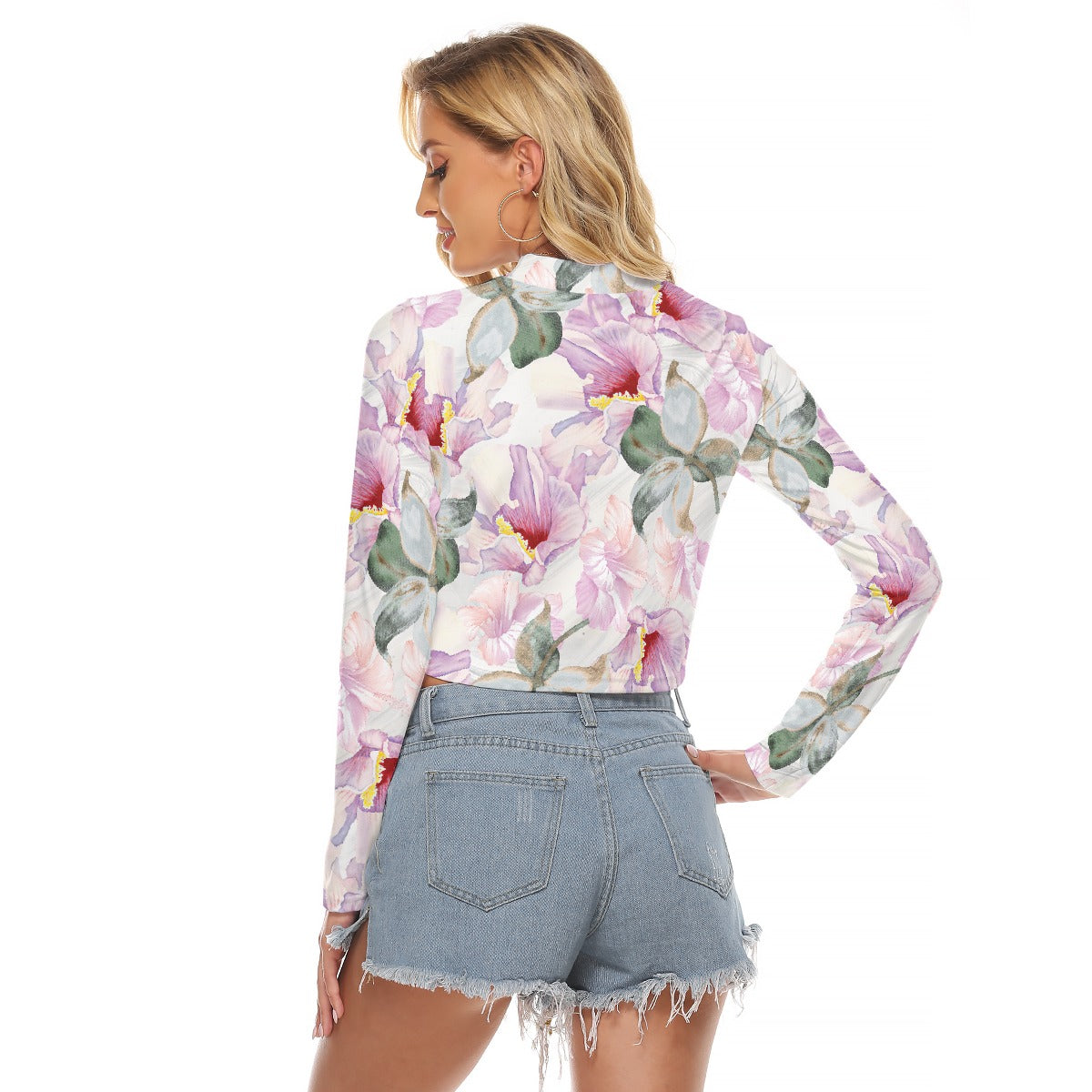 All-Over Print Women's Hollow Chest Keyhole Tight Crop Top