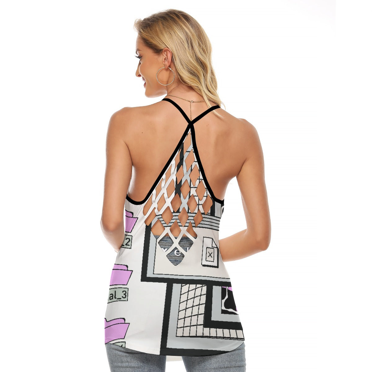 All-Over Print Women's Criss-Cross Open Back Tank Top
