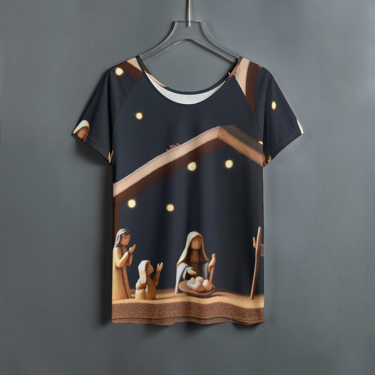 All-Over Print Women's Round Neck T-shirt With Raglan Sleeve