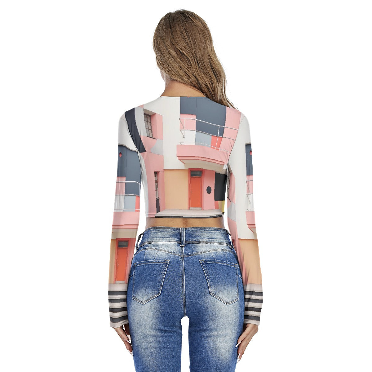 All-Over Print Women's Round Neck Crop Top T-Shirt