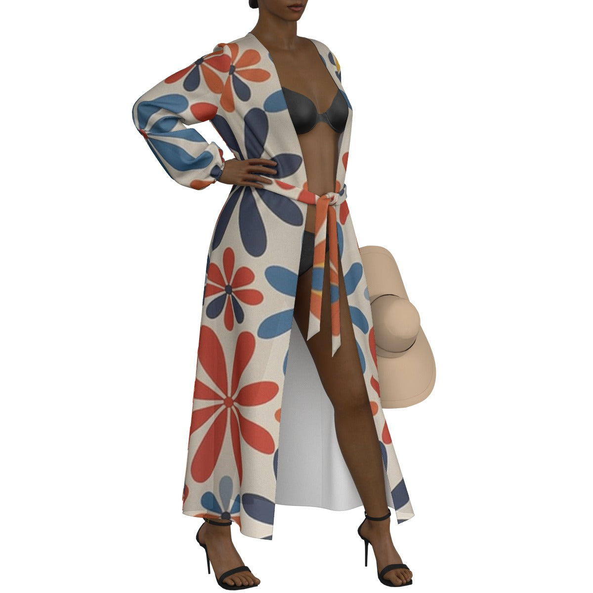 All-Over Print Women's Lace-up Chiffon Robe