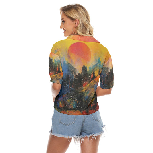 All-Over Print Women's V-neck Shirts
