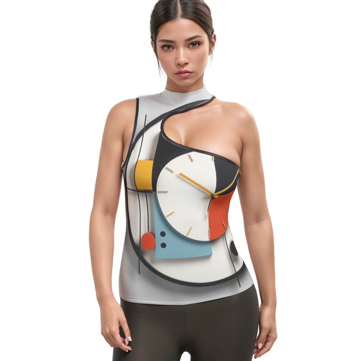 All-Over Print Women's Halter Sleeveless Asymmetrical Tank Top