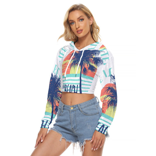 All-Over Print Women's Crop Top Hoodie|Velvet