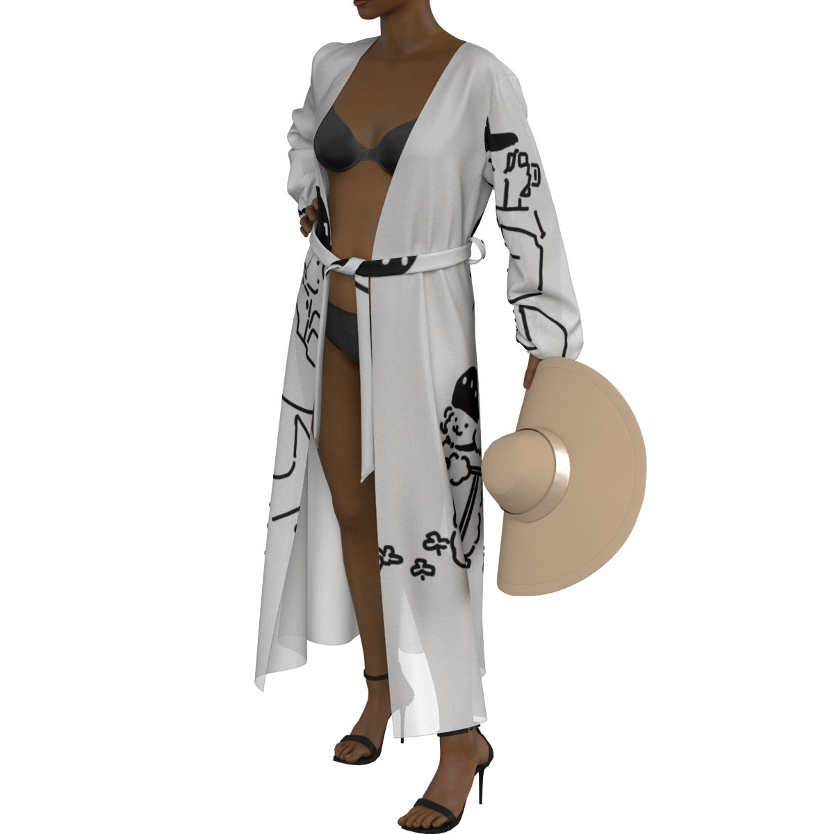 All-Over Print Women's Lace-up Chiffon Robe