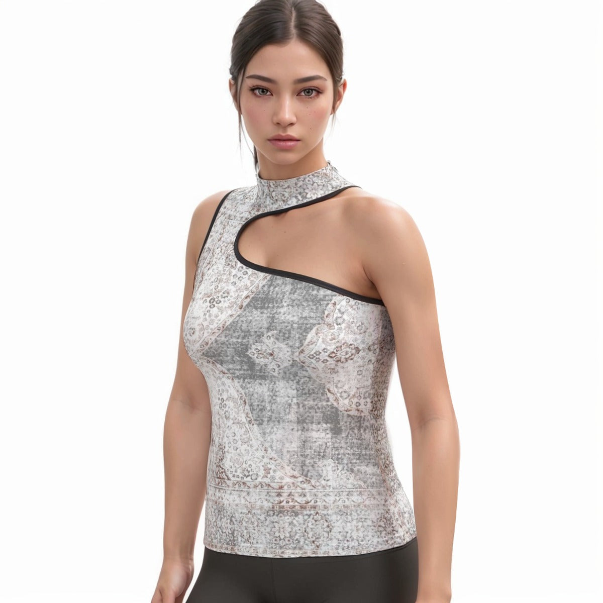 All-Over Print Women's Halter Sleeveless Asymmetrical Tank Top