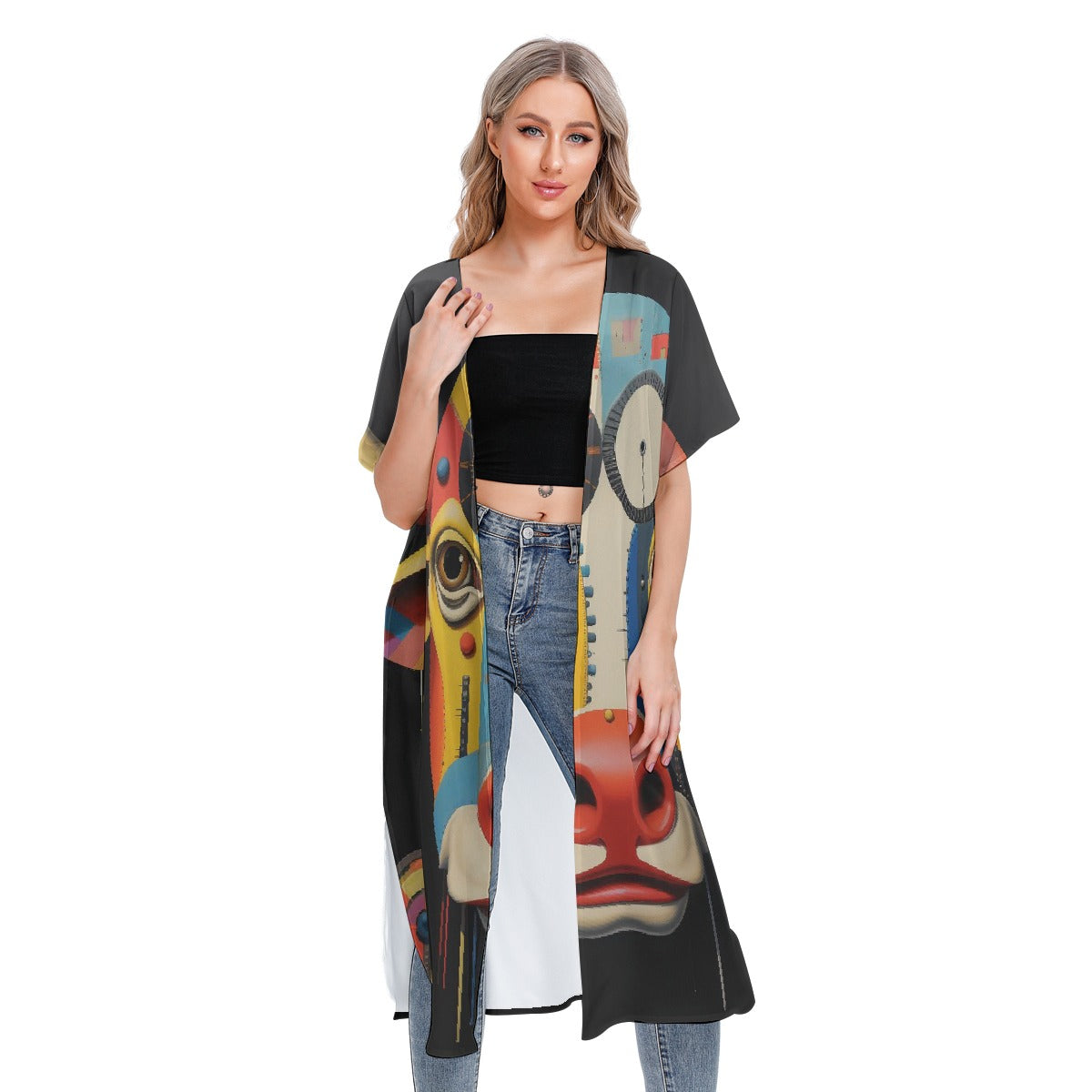All-Over Print Women's Short Sleeve Cardigan