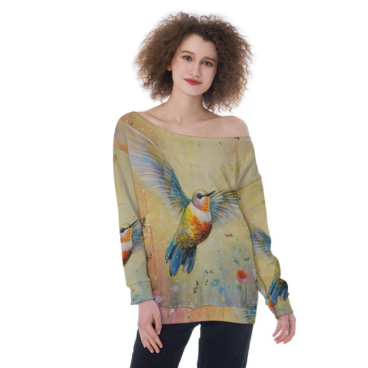 All-Over Print Oversized Women's Off-Shoulder Sweatshirt