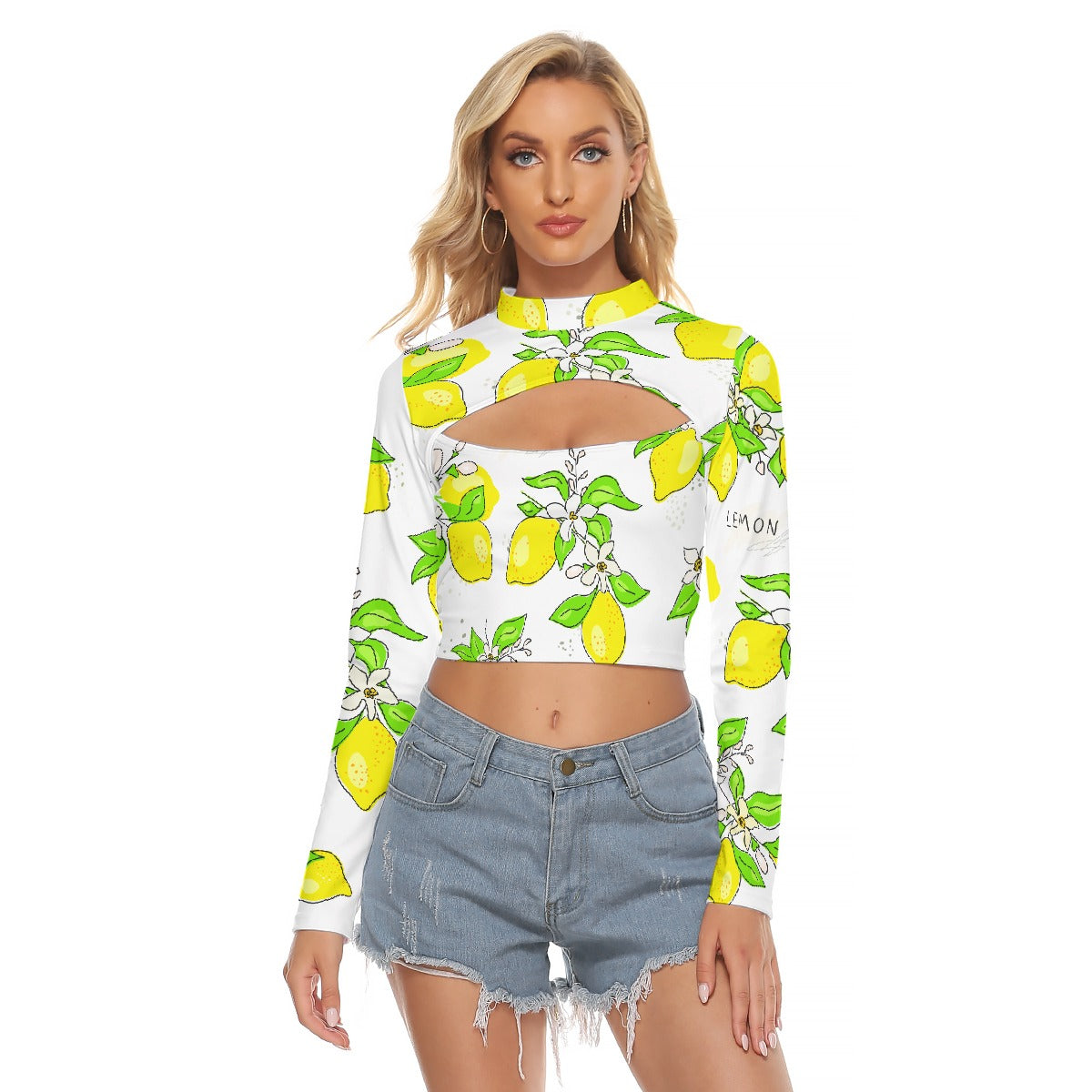 All-Over Print Women's Hollow Chest Keyhole Tight Crop Top