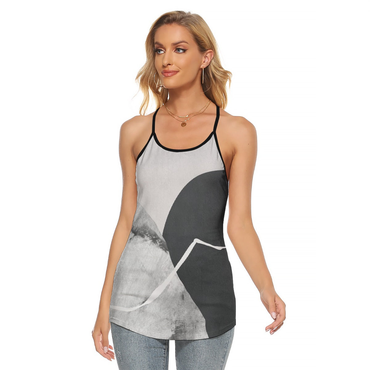 All-Over Print Women's Criss-Cross Open Back Tank Top