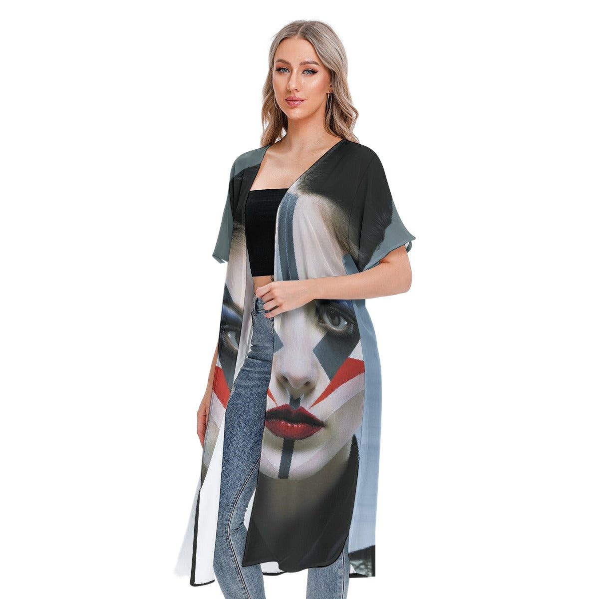 All-Over Print Women's Short Sleeve Cardigan