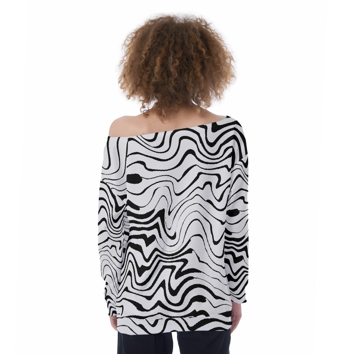 All-Over Print Oversized Women's Off-Shoulder Sweatshirt