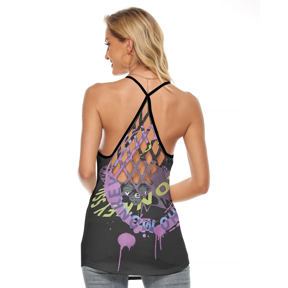 All-Over Print Women's Criss-Cross Open Back Tank Top