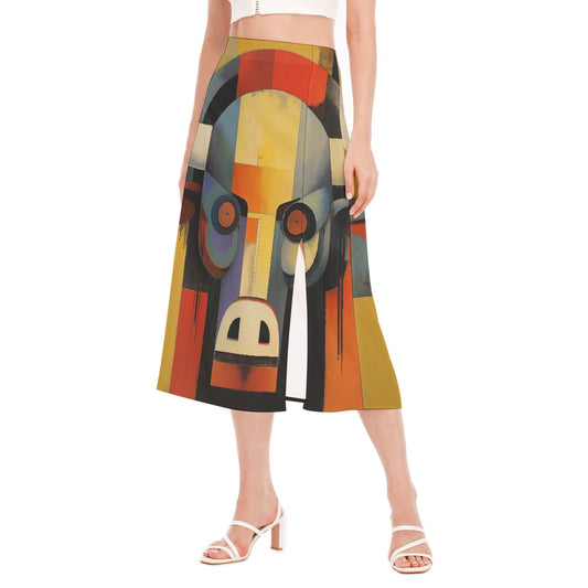 All-Over Print Women's High Slit Long Skirt