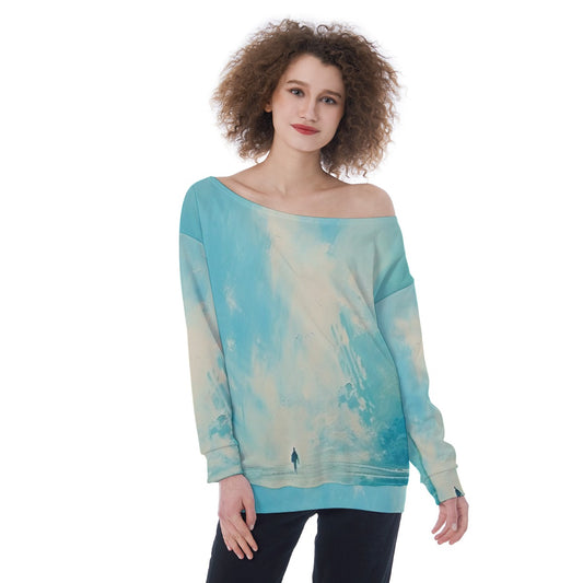 All-Over Print Oversized Women's Off-Shoulder Sweatshirt