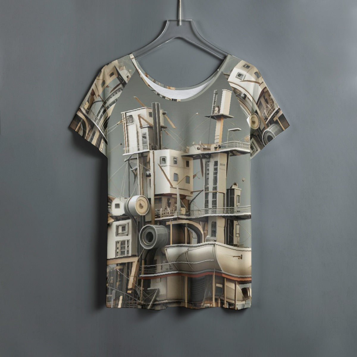 All-Over Print Women's Round Neck T-shirt With Raglan Sleeve