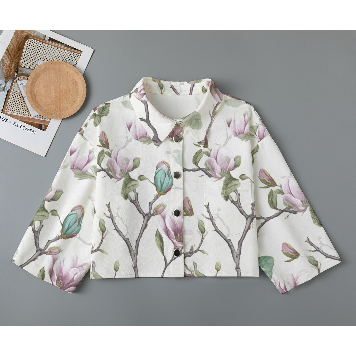 All-Over Print Women's Cropped Jacket | 245GSM Cotton