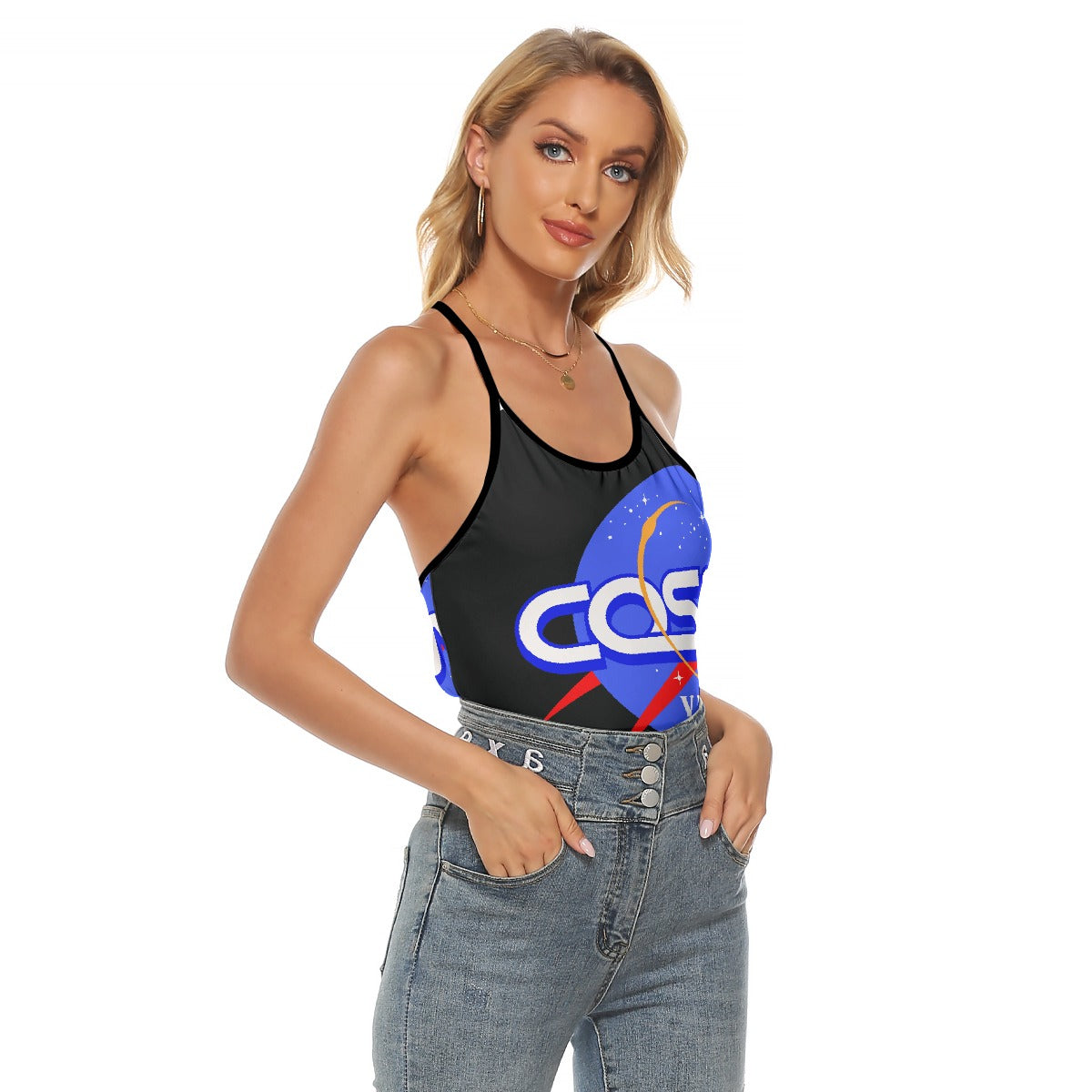 All-Over Print Women's Criss-Cross Open Back Tank Top