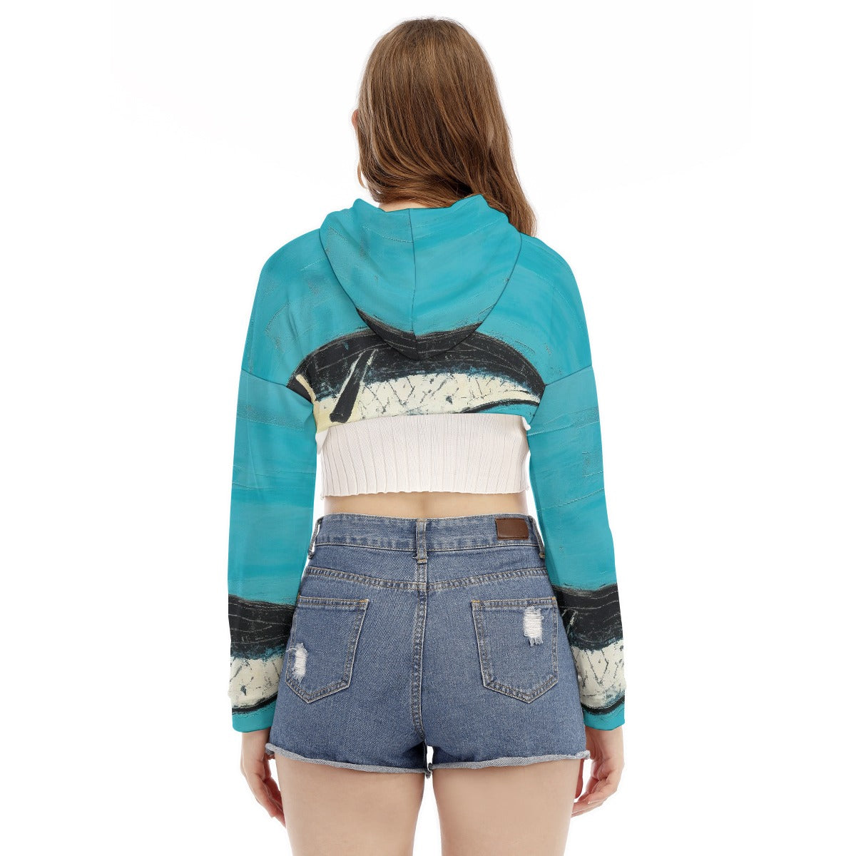 All-Over Print Women's Smock Short Hoodie With Long Sleeve