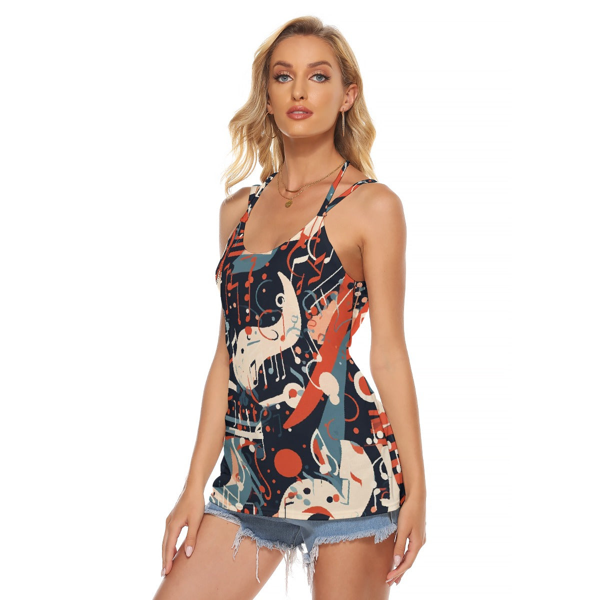 All-Over Print Women's Halter Top With Backless