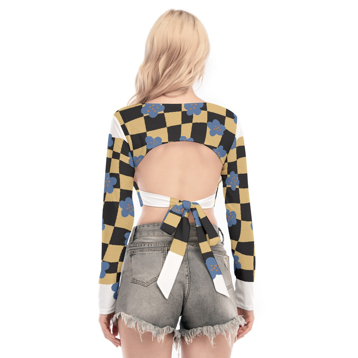 All-Over Print Women's Back Hollow T-shirt With Strap