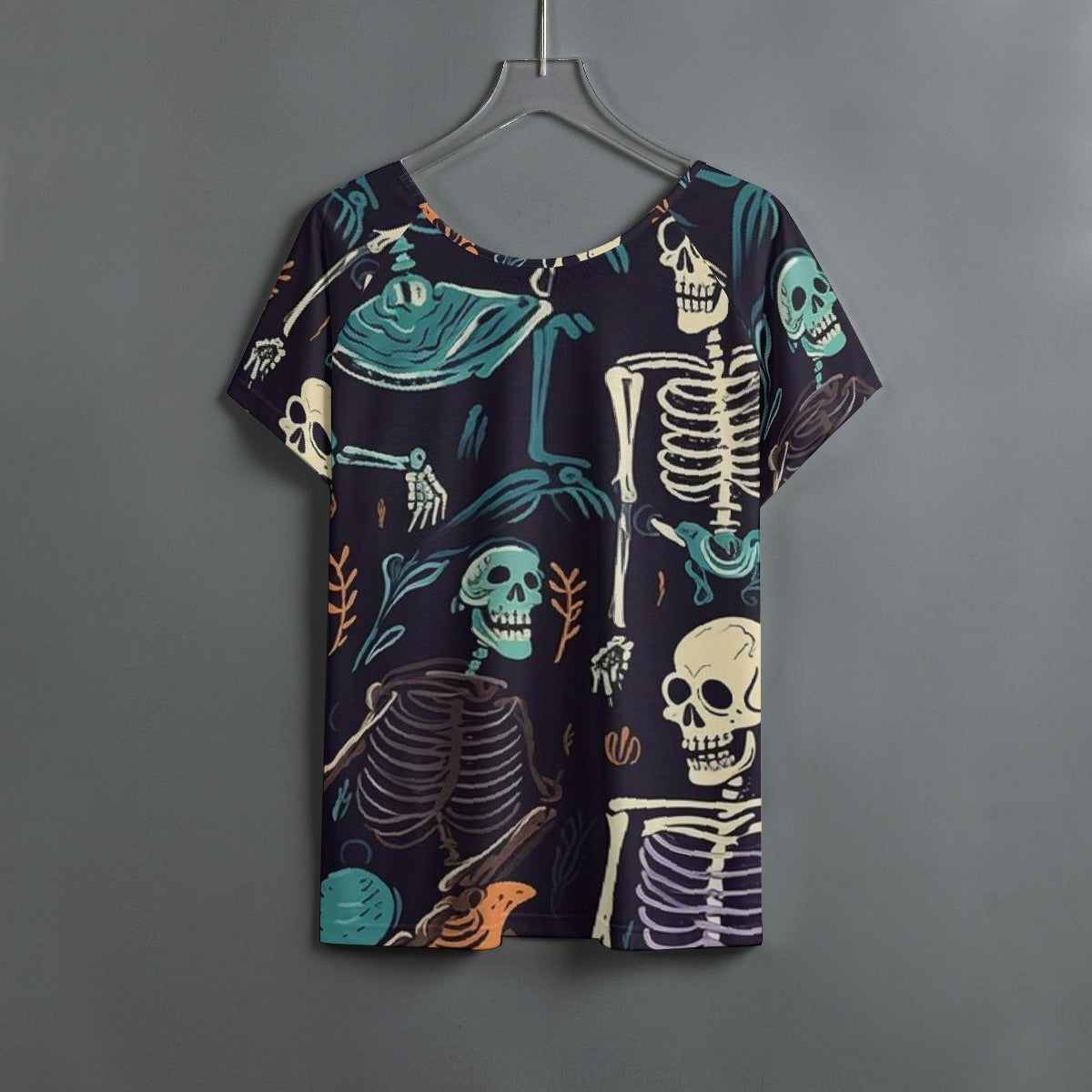 All-Over Print Women's Round Neck T-shirt With Raglan Sleeve