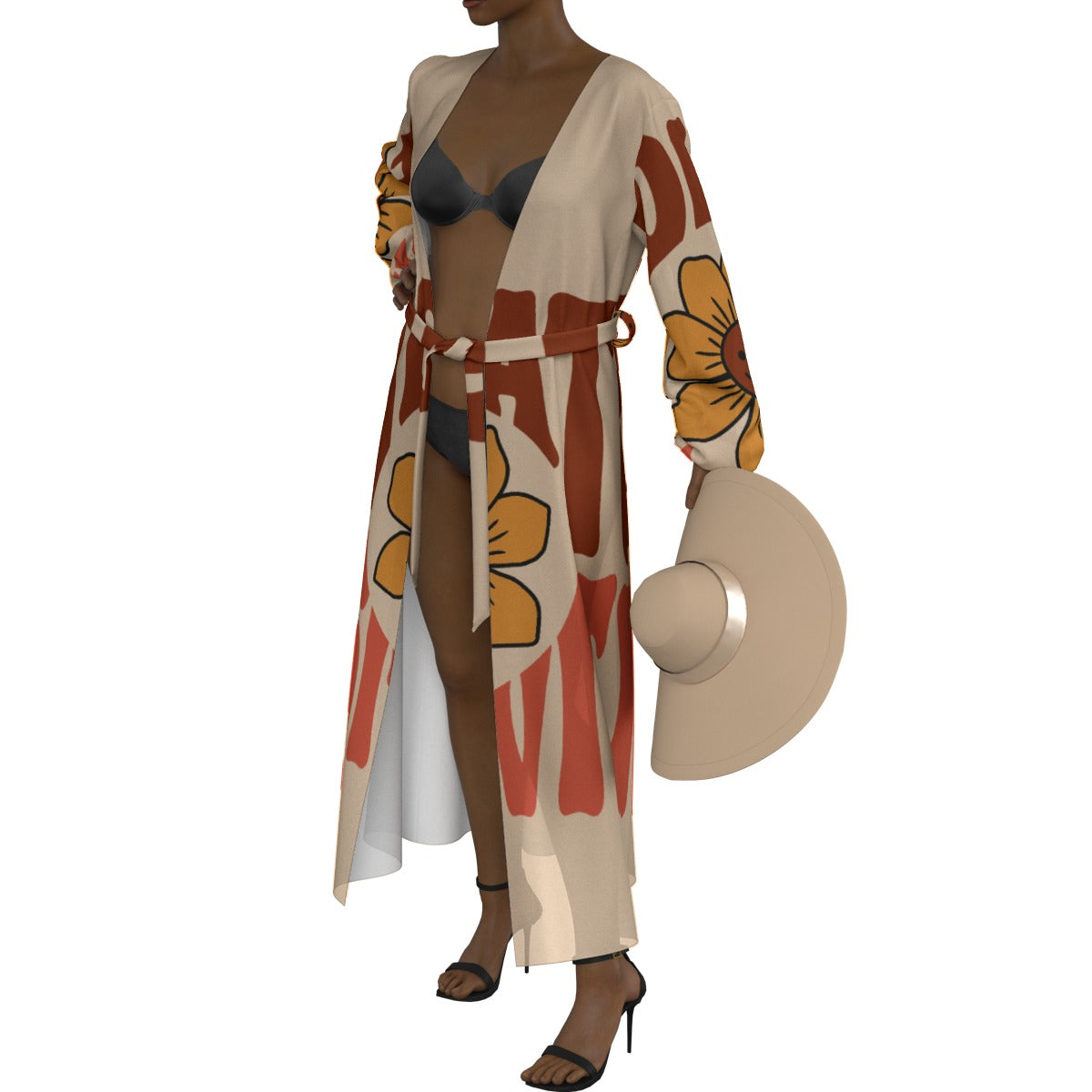 All-Over Print Women's Lace-up Chiffon Robe