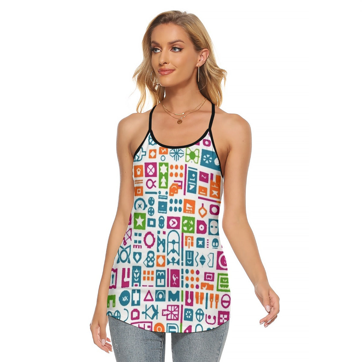 All-Over Print Women's Criss-Cross Open Back Tank Top