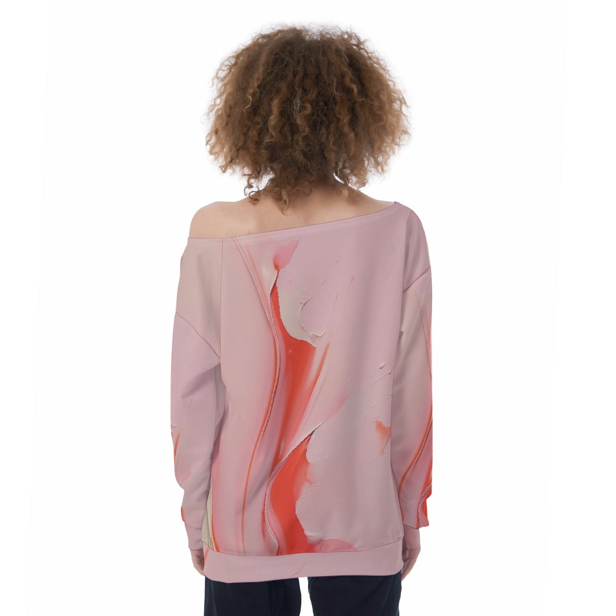All-Over Print Oversized Women's Off-Shoulder Sweatshirt