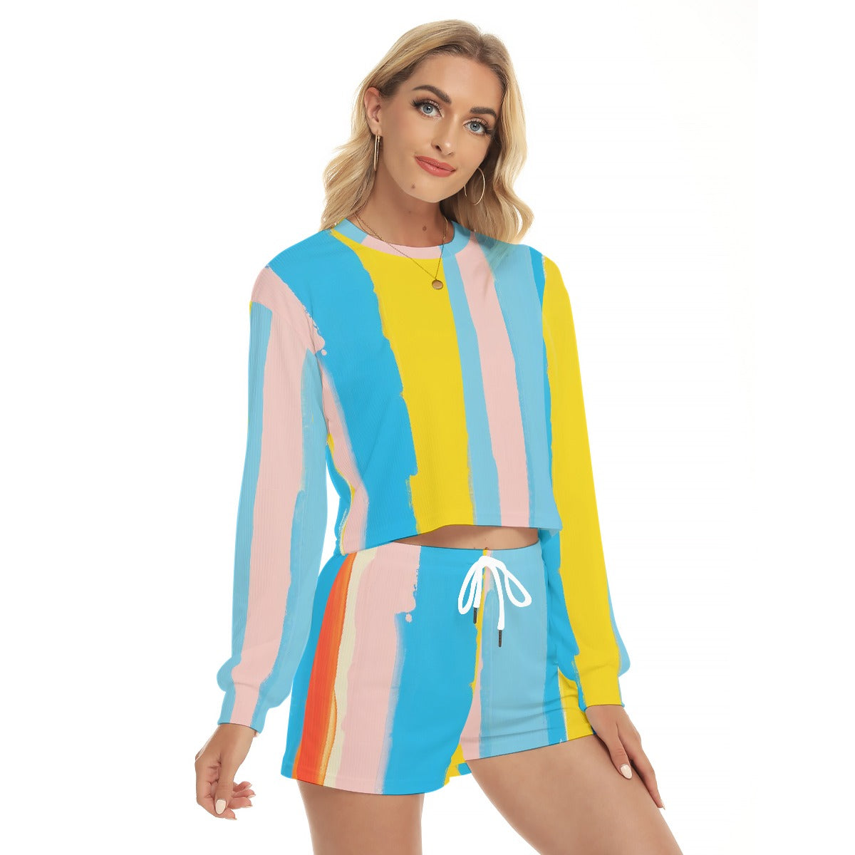 All-Over Print Women's Short Sweatshirt And Pants Suit