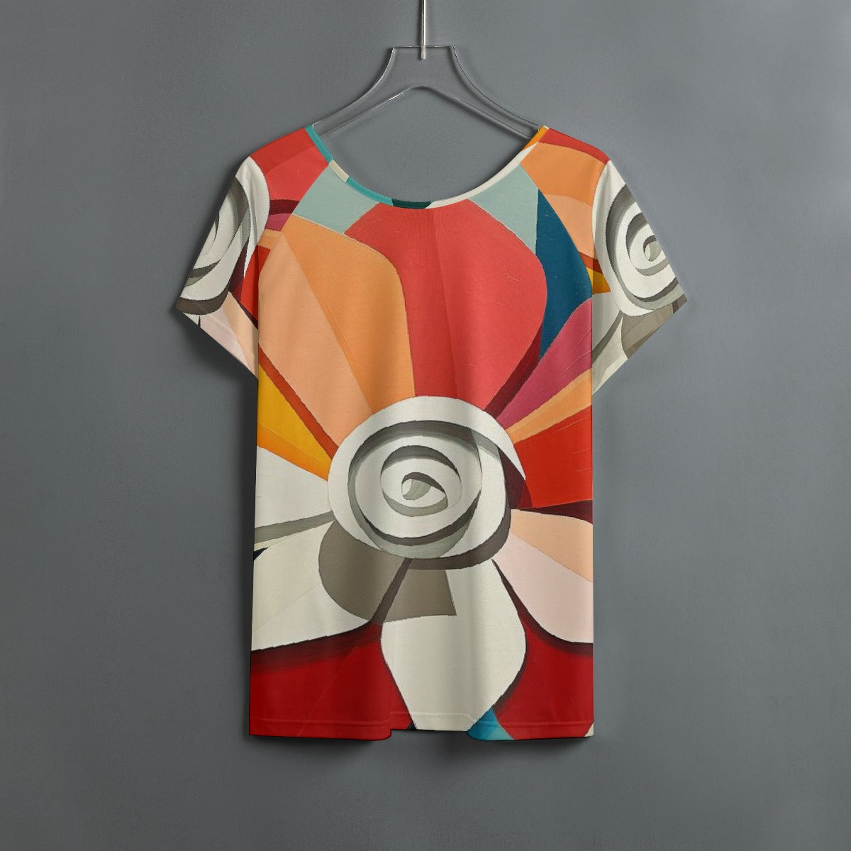 All-Over Print Women's Round Neck T-shirt With Raglan Sleeve