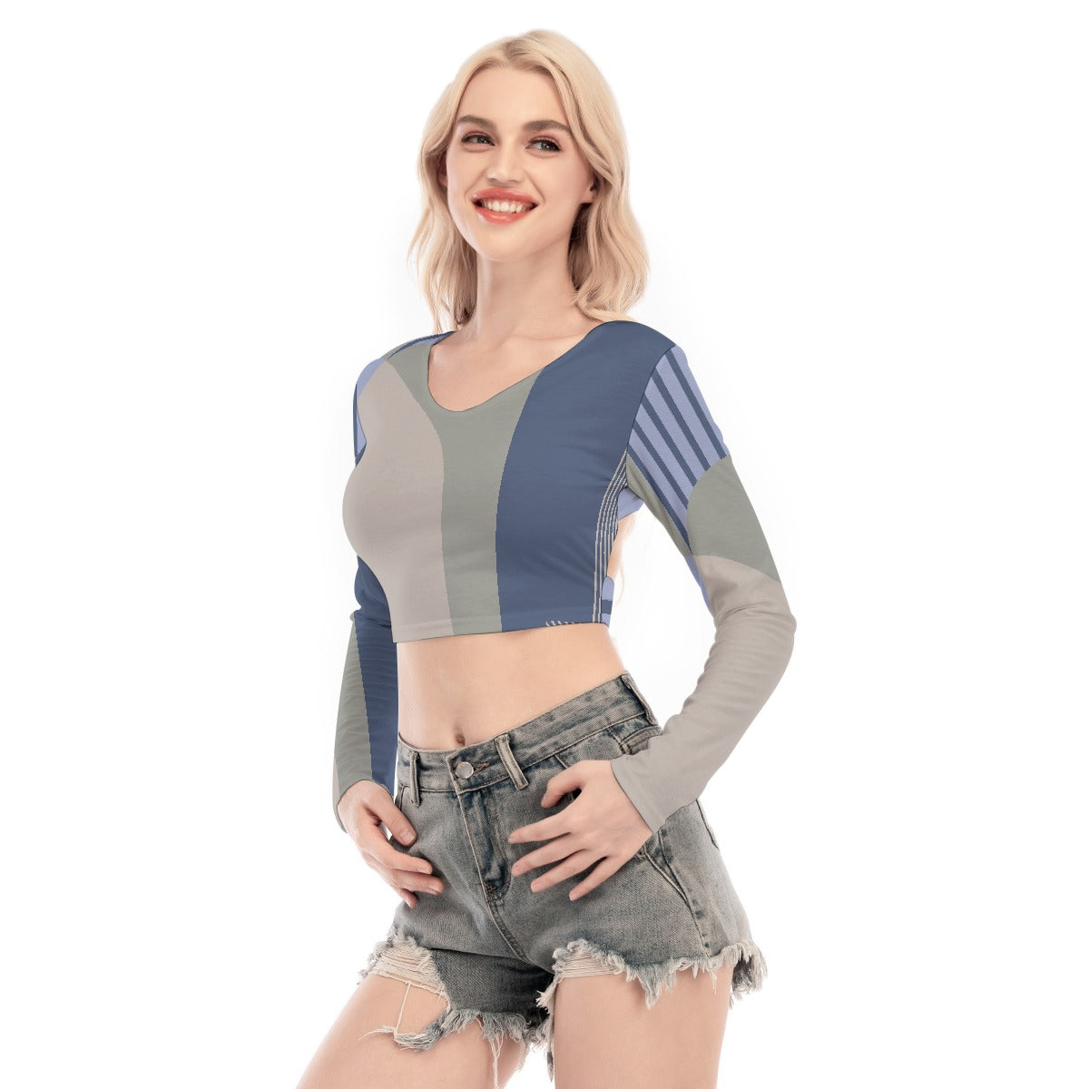 All-Over Print Women's Back Hollow T-shirt With Strap