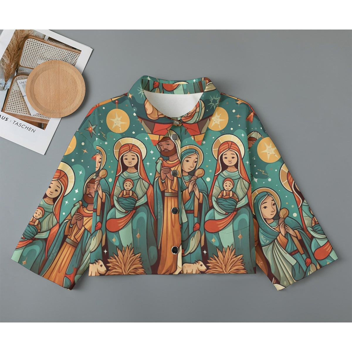 All-Over Print Women's Cropped Jacket | 245GSM Cotton