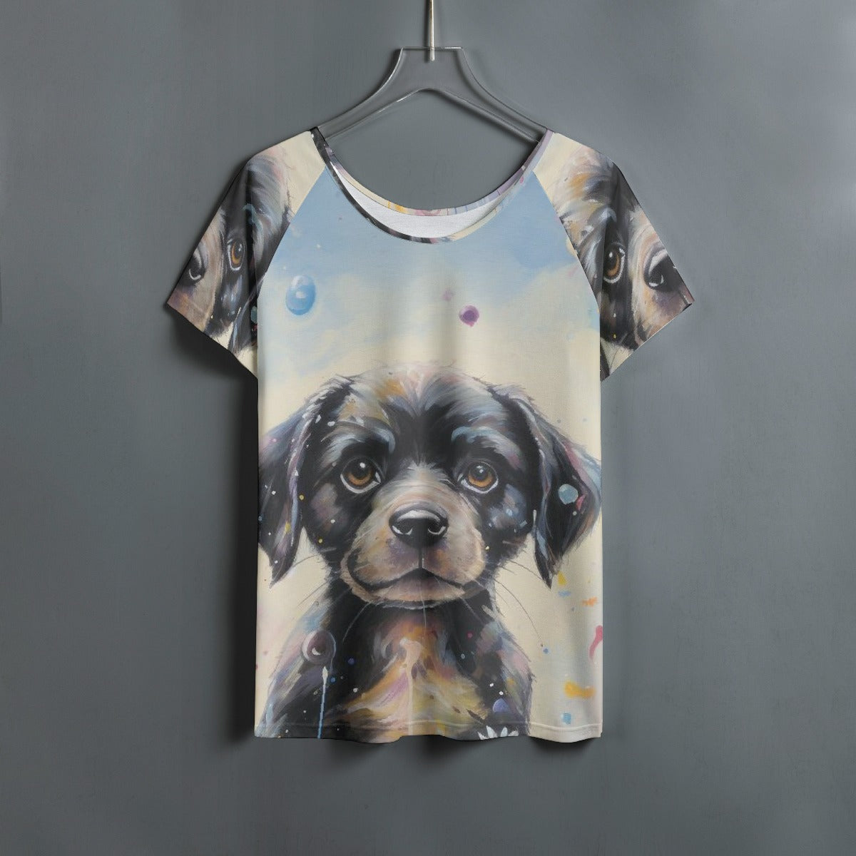 All-Over Print Women's Round Neck T-shirt With Raglan Sleeve