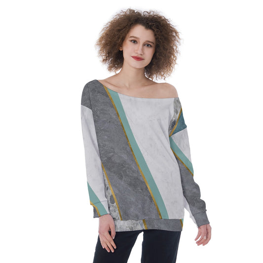 All-Over Print Oversized Women's Off-Shoulder Sweatshirt