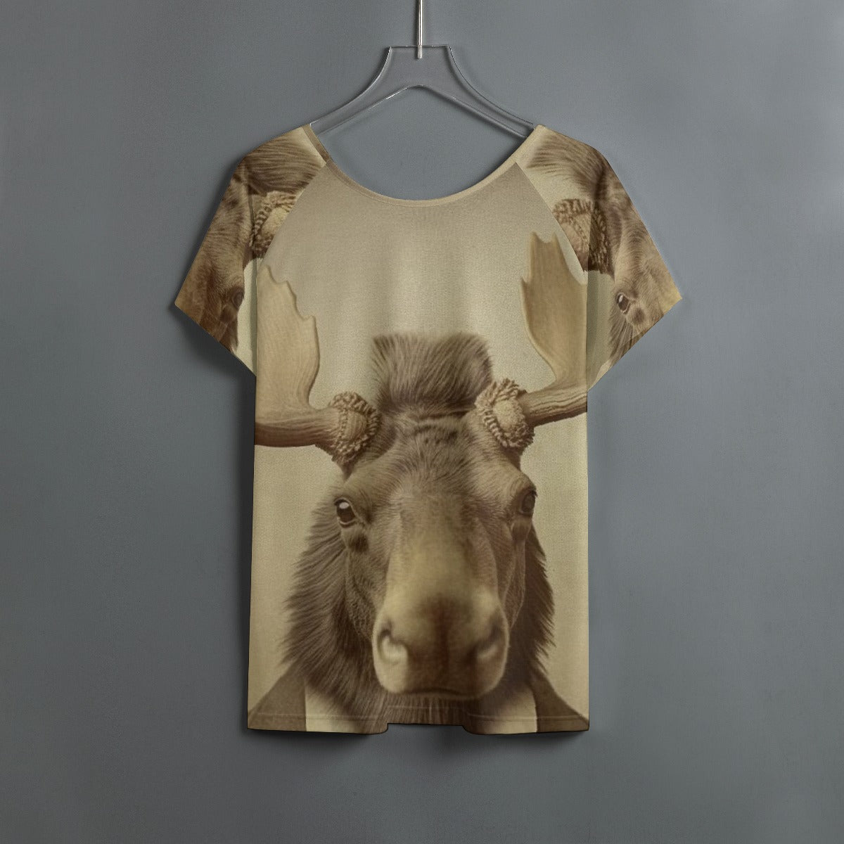 All-Over Print Women's Round Neck T-shirt With Raglan Sleeve