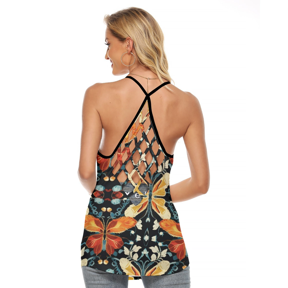 All-Over Print Women's Criss-Cross Open Back Tank Top
