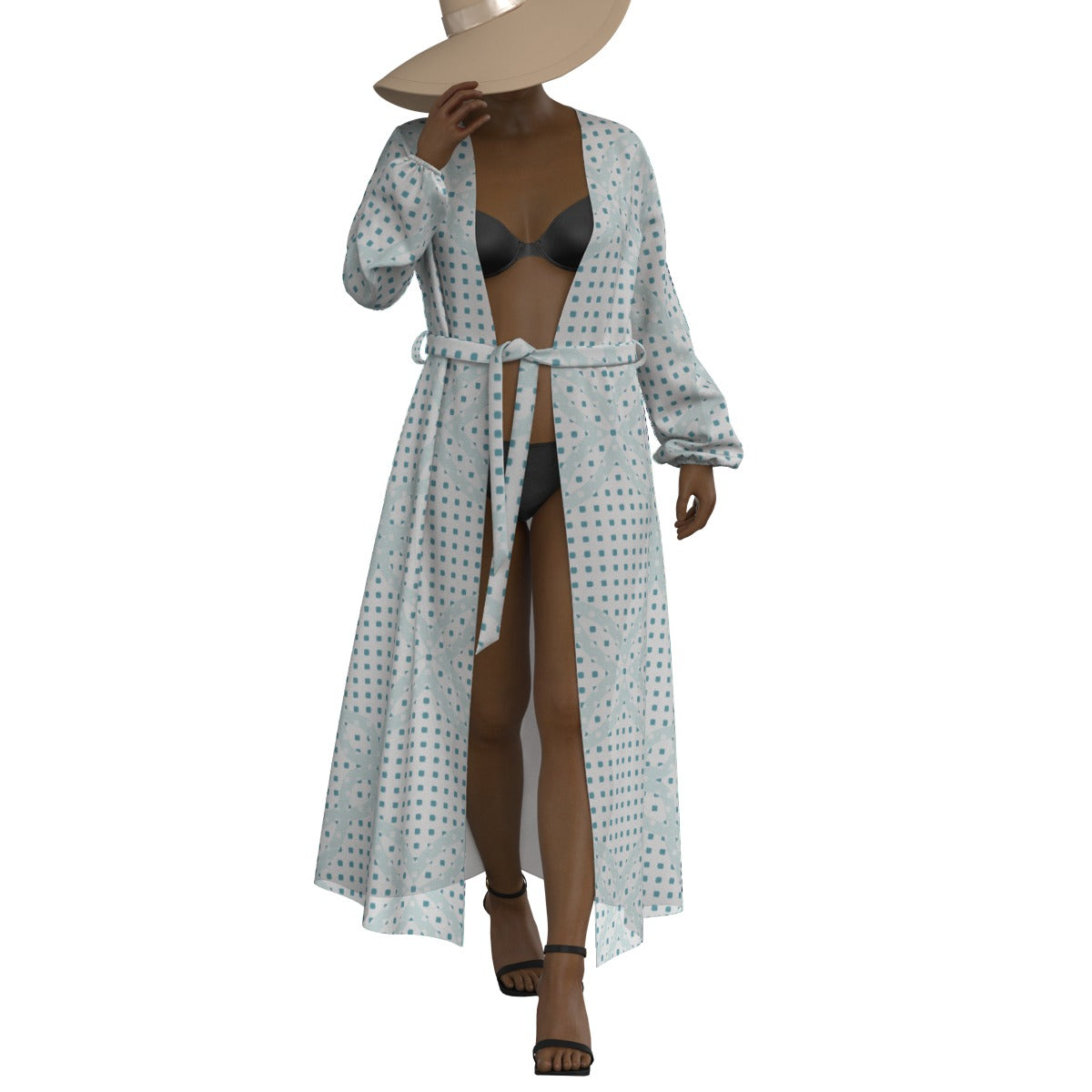 All-Over Print Women's Lace-up Chiffon Robe