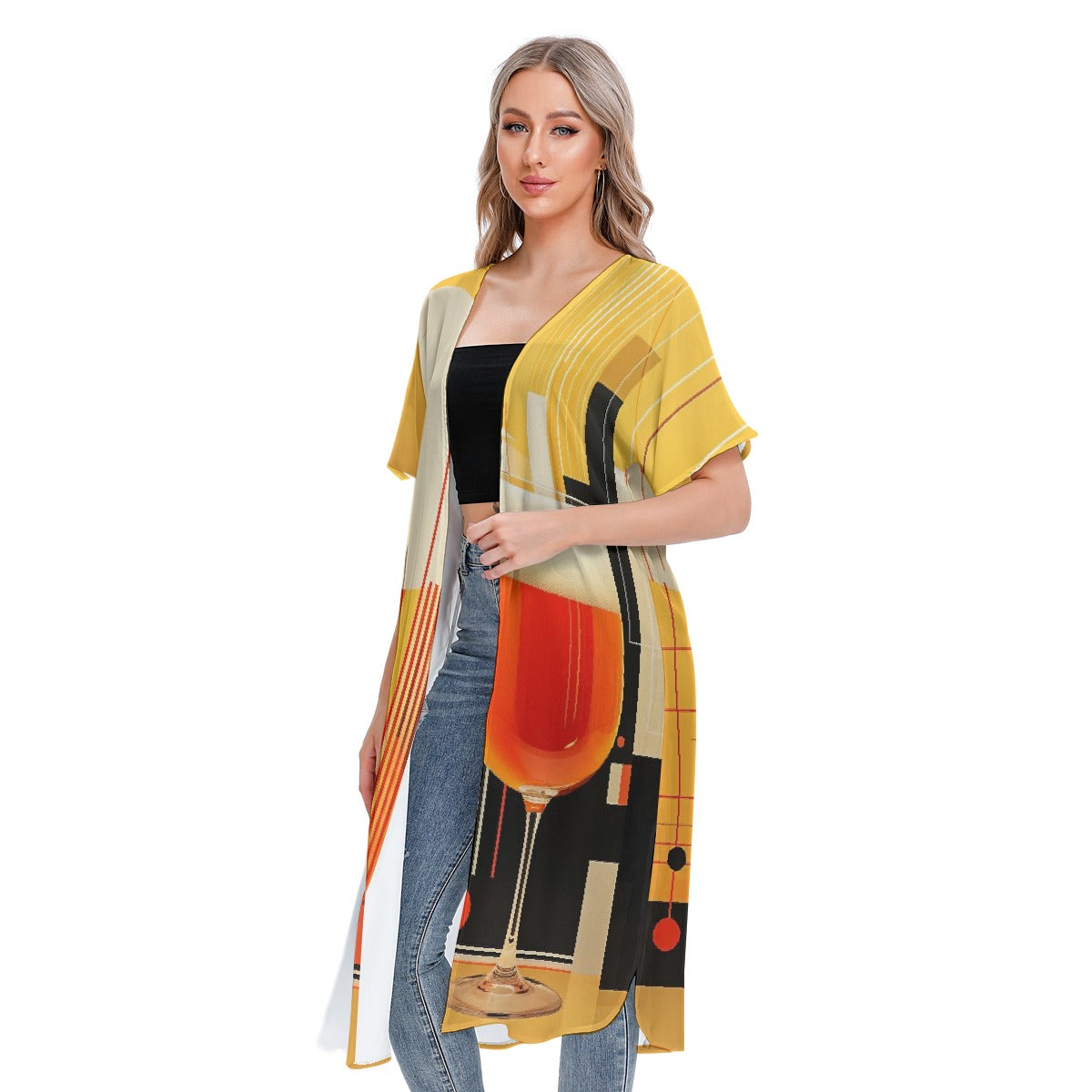 All-Over Print Women's Short Sleeve Cardigan