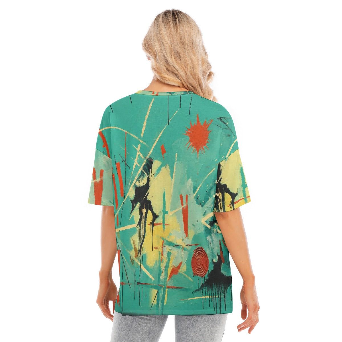 All-Over Print Women's Short Sleeves T-shirt With Hem Split