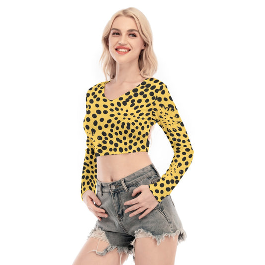 All-Over Print Women's Back Hollow T-shirt With Strap