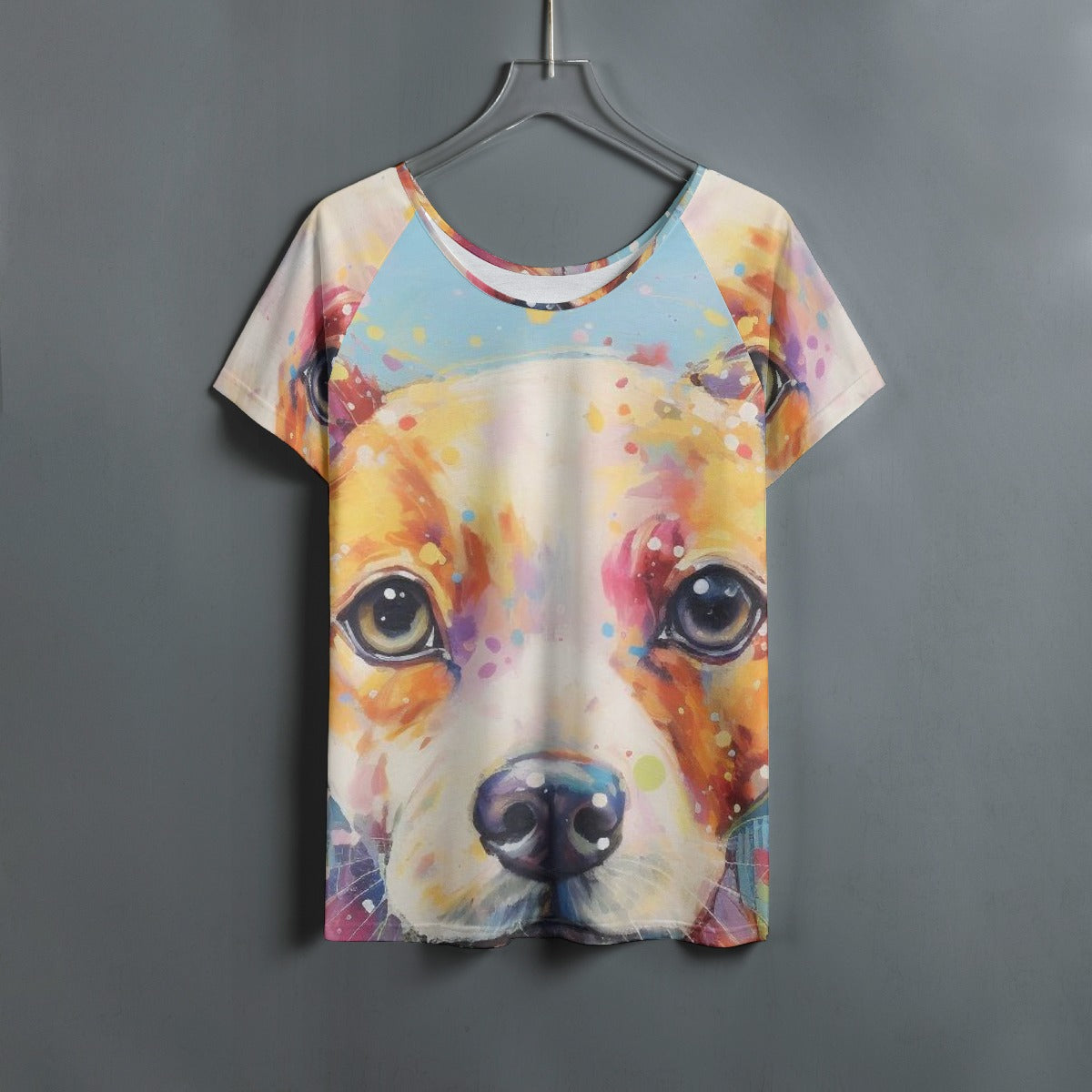 All-Over Print Women's Round Neck T-shirt With Raglan Sleeve
