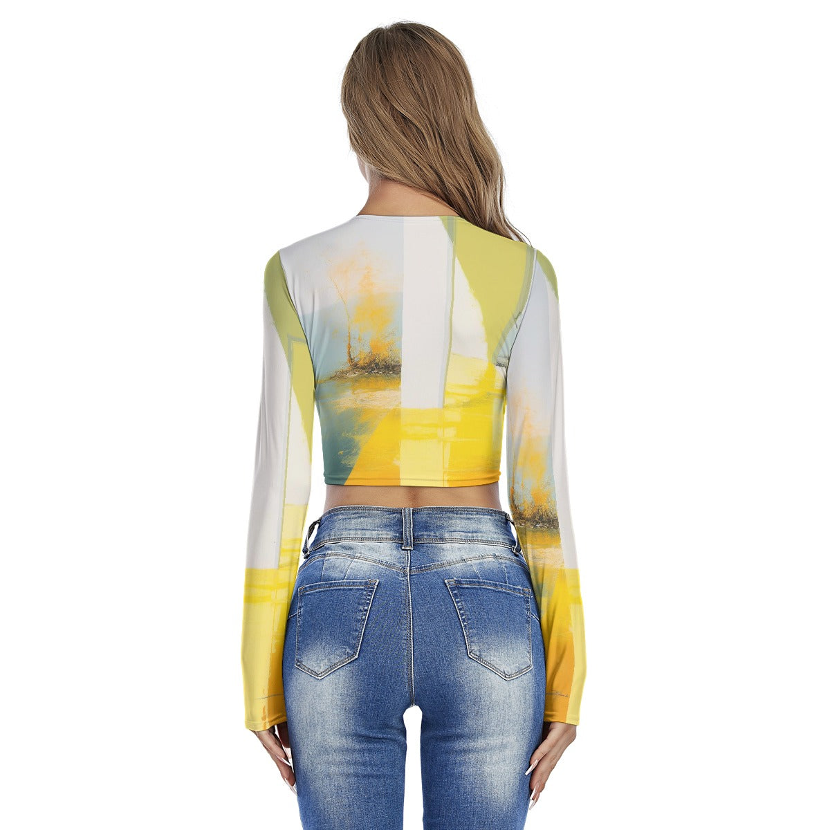 All-Over Print Women's Round Neck Crop Top T-Shirt