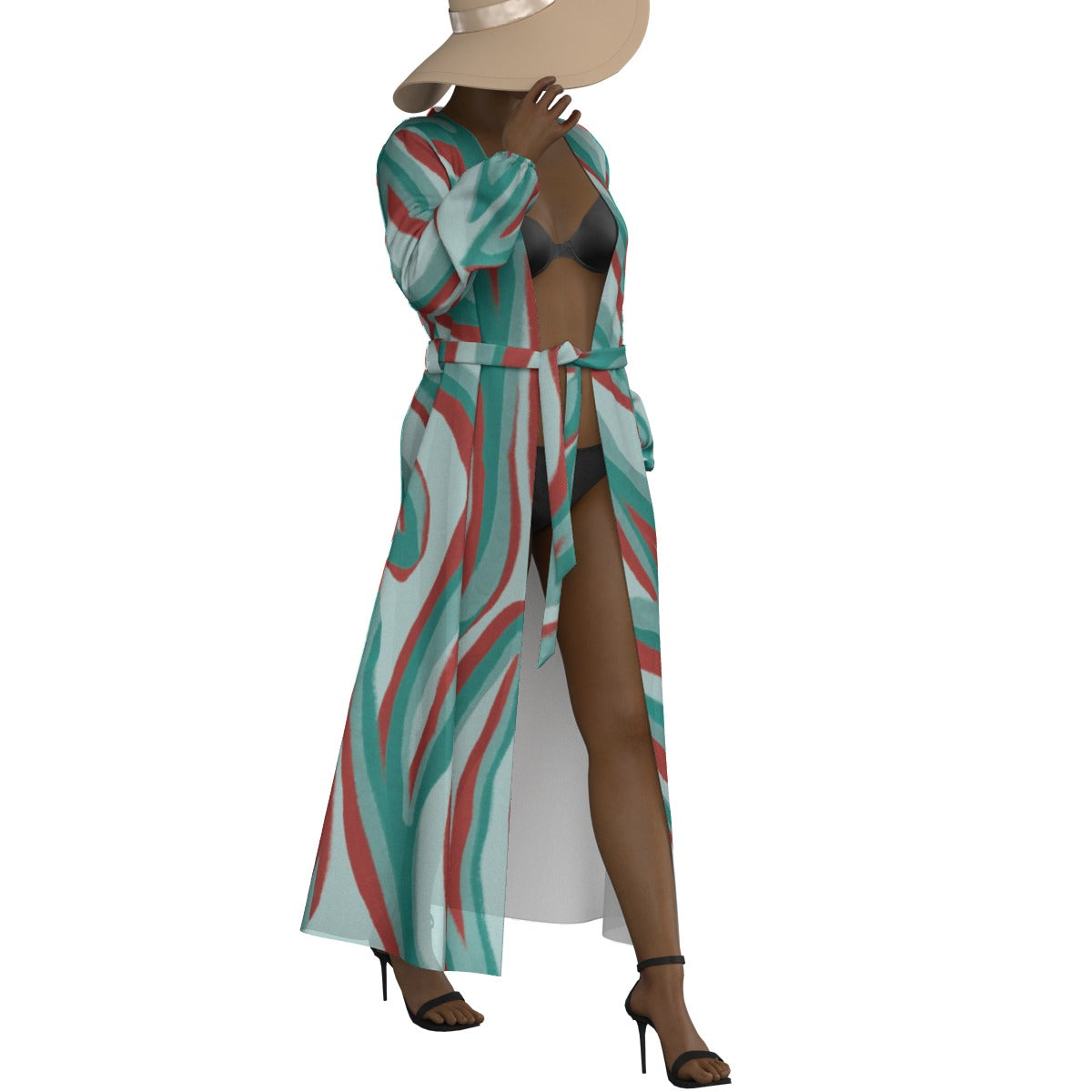 All-Over Print Women's Lace-up Chiffon Robe