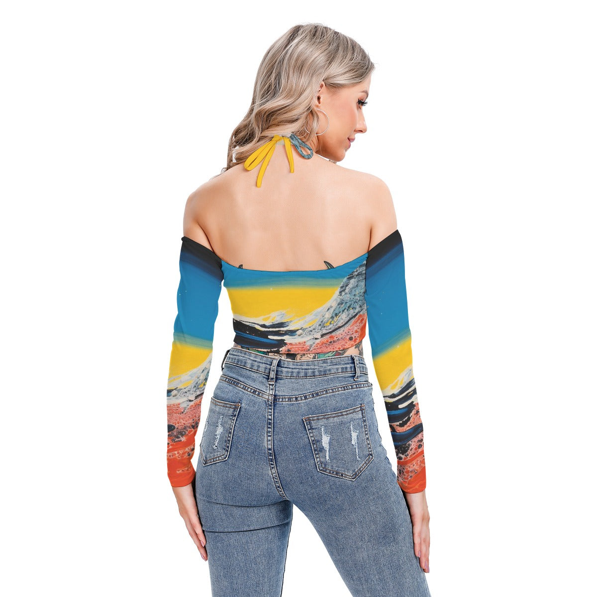 All-Over Print Women's Halter Lace-up Top