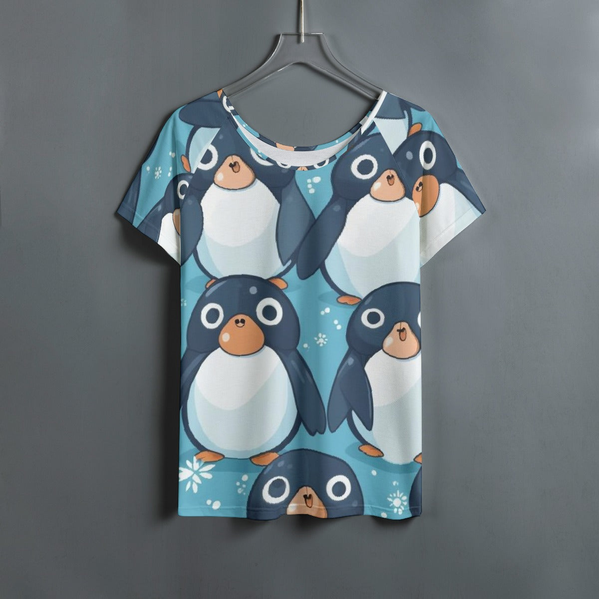 All-Over Print Women's Round Neck T-shirt With Raglan Sleeve